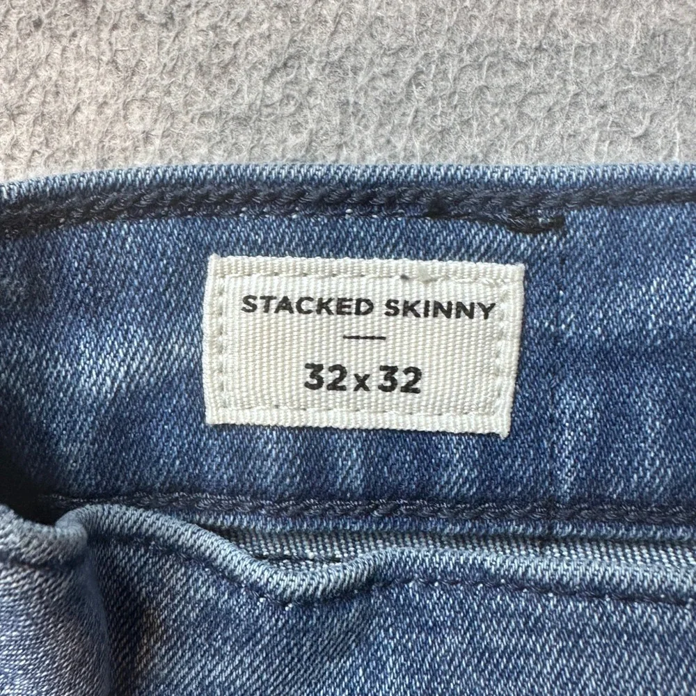 PacSun Jeans Mens 32x32 Blue Stacked Skinny Distressed Moto Ribbed Stretch Denim